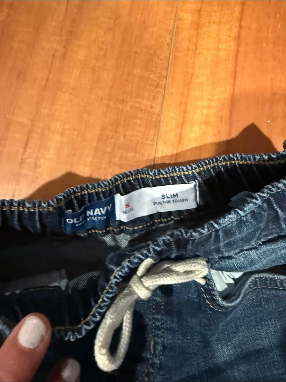 Old Navy Dark Blue Denim Pull-On Shorts with Drawstring Waist